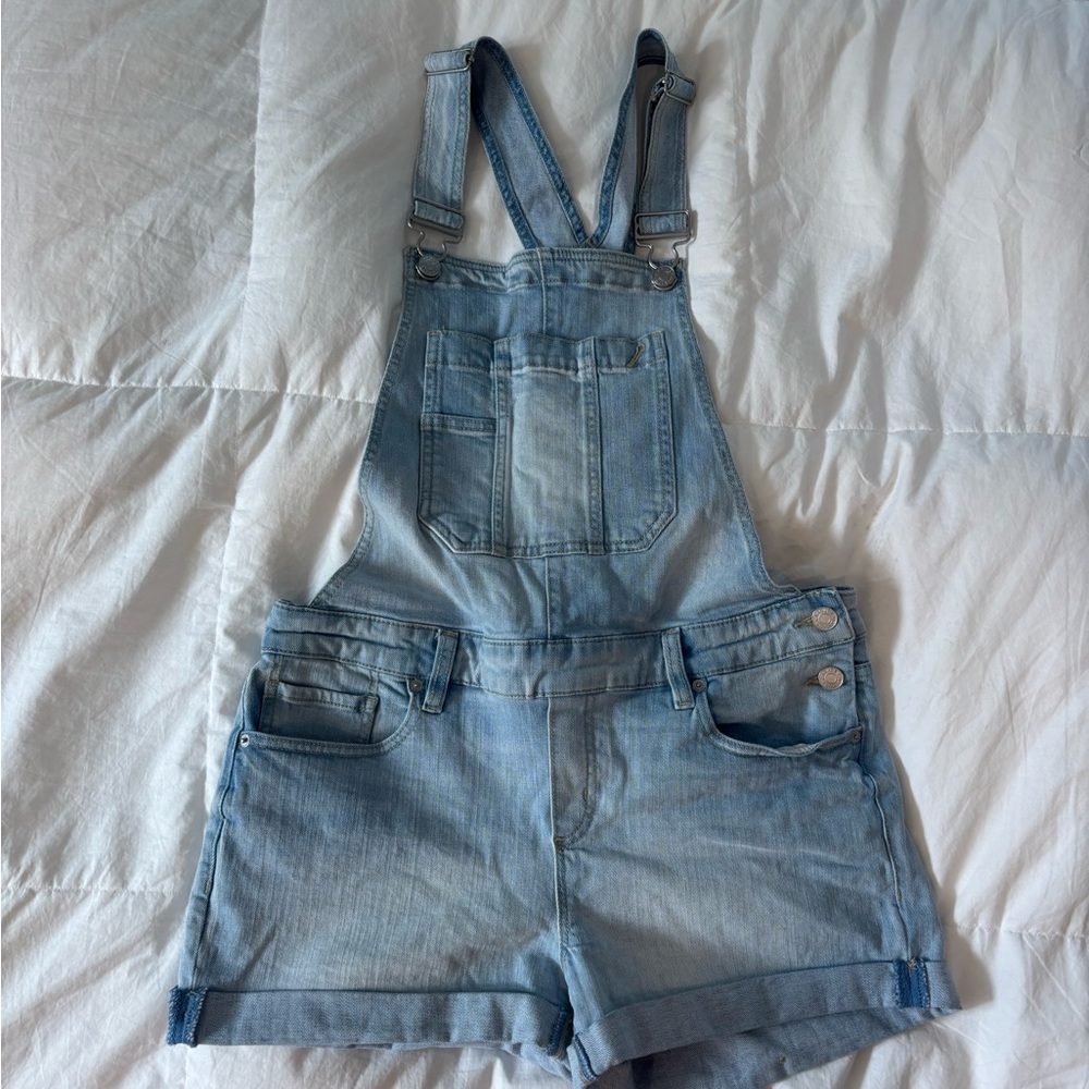 Garage Light Blue Denim Overall Shorts
